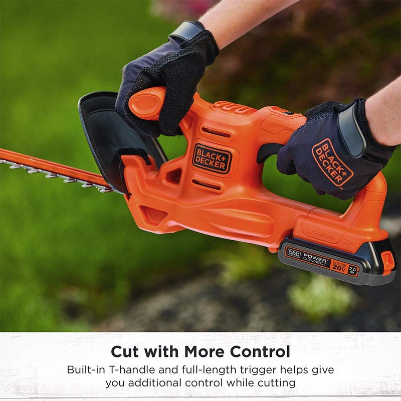 BLACK+DECKER 20V MAX Hedge Trimmer Kit, 18-Inch (LHT218D1AEV) , Orange - Image 5